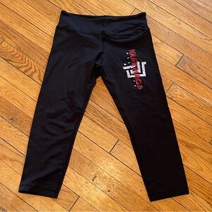 VENUS Black Crop Leggings with Red & White Graphic